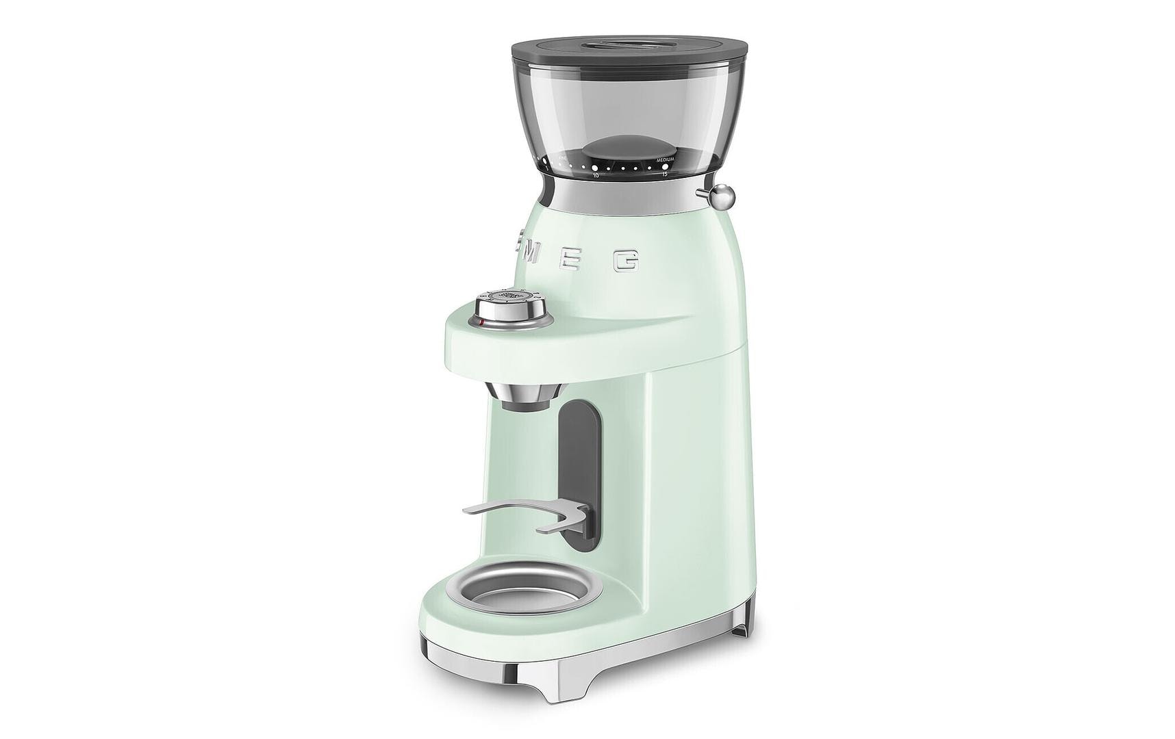 Smeg Kaffeemühle CGF03PGEU – 240 g, Kegel- & Scheibenmahlwerk, 150 W, 3 Stufen – grün/edelstahl