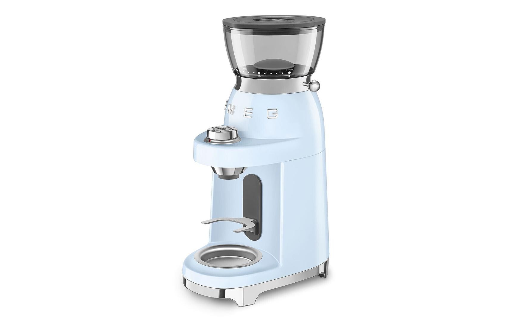 Smeg Kaffeemühle CGF03PBEU – 240 g, Kegel- & Scheibenmahlwerk, 150 W – Blau/Edelstahl