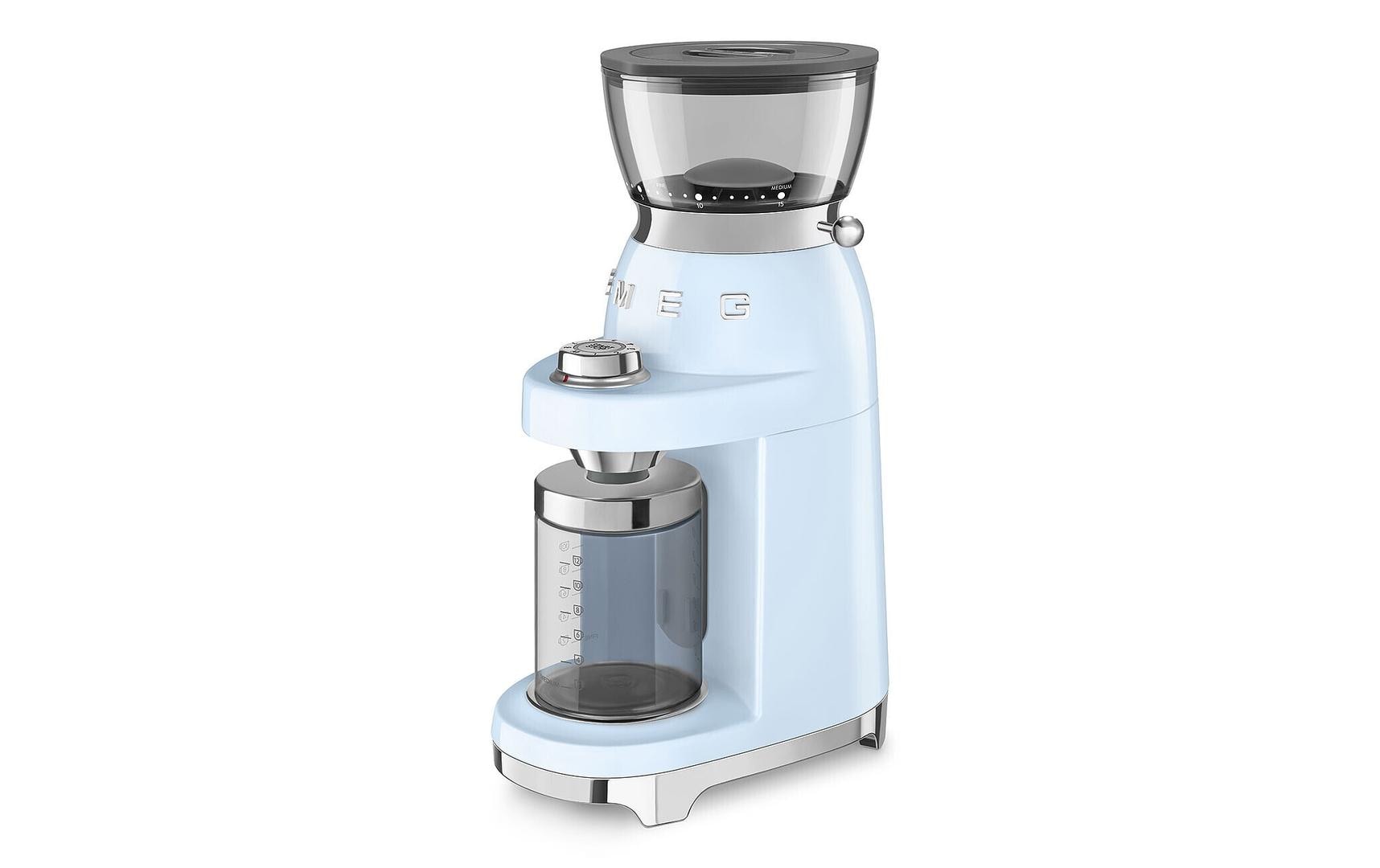 Smeg Kaffeemühle CGF03PBEU – 240 g, Kegel- & Scheibenmahlwerk, 150 W – Blau/Edelstahl