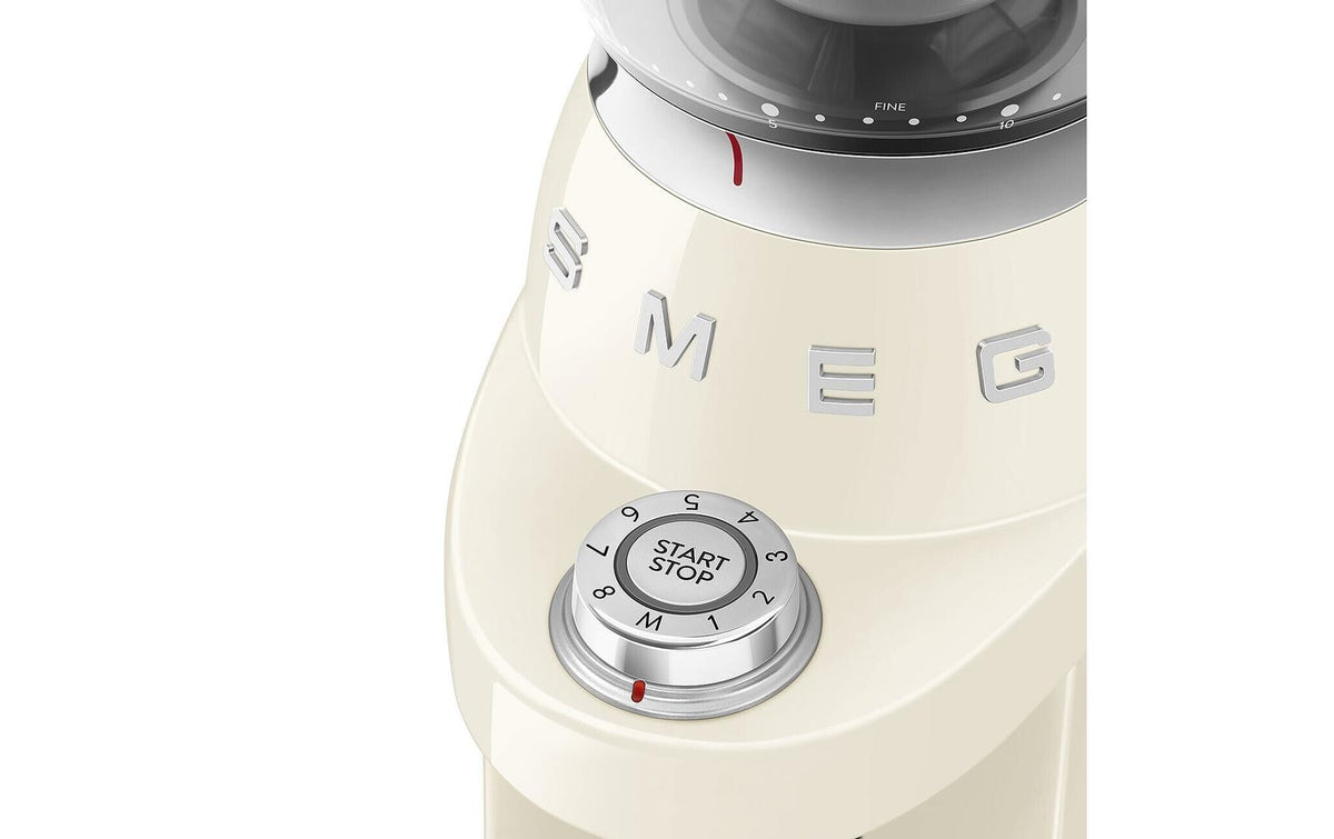 Smeg Kaffeemühle CGF03CREU – 240 g, Kegel- & Scheibenmahlwerk, 150 W – beige/creme