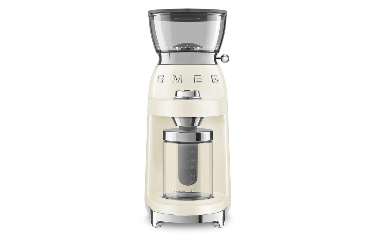 Smeg Kaffeemühle CGF03CREU – 240 g, Kegel- & Scheibenmahlwerk, 150 W – beige/creme