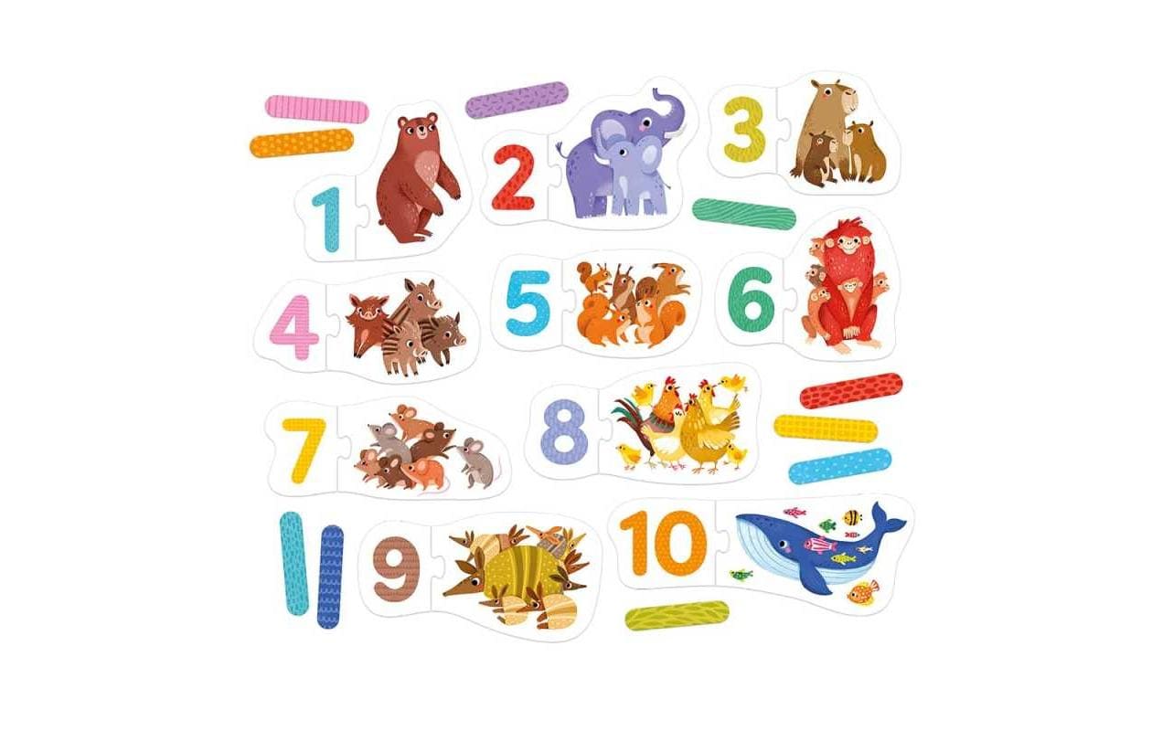 Banana panda Lernspiel – Puzzle Paare Zahlen, Tiere, 20 Teile, ab 3 Jahren, Englisch