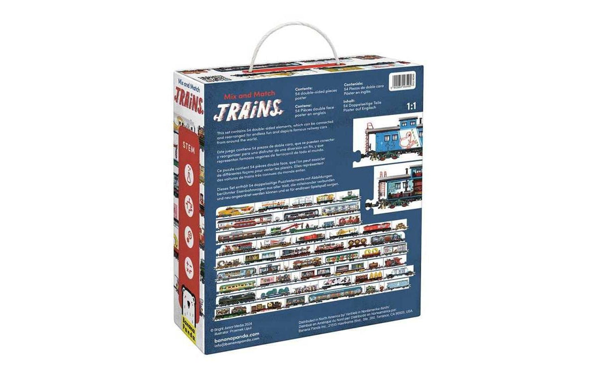 Banana panda Puzzle Mix and Match Trains – Logikspiel, ab 5 Jahren, EN/mehrsprachig
