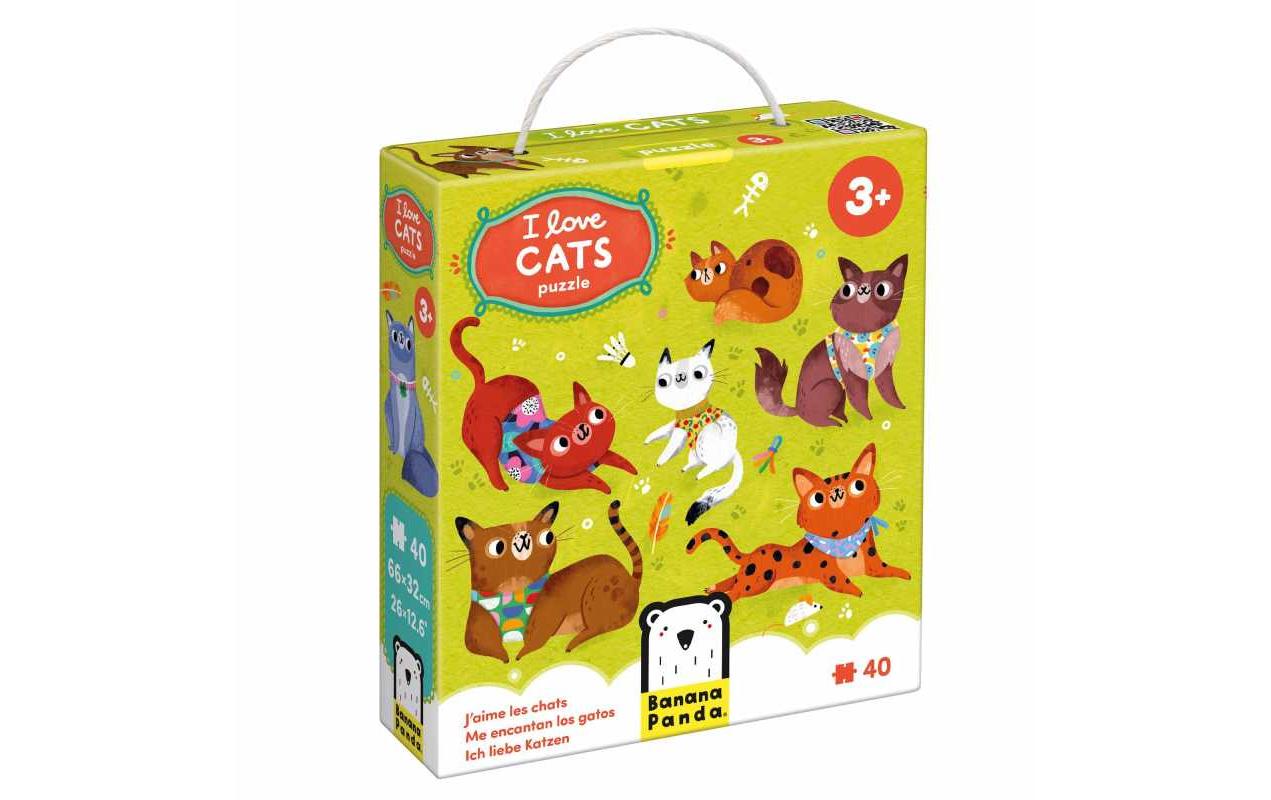 Banana panda Puzzle I Love Cats – Logikspiel, ab 3 Jahren, EN