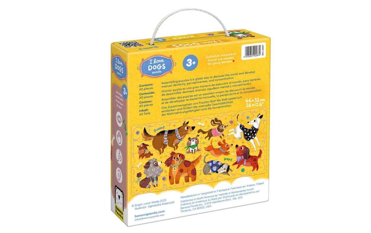 Banana panda Puzzle I Love Dogs – 60 Teile – 66 × 32 cm – ab 3 Jahren – Karton, Pappe