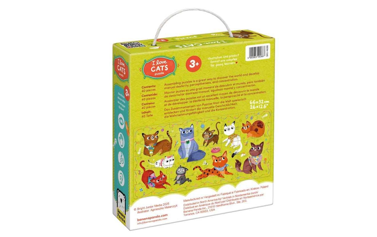 Banana panda Puzzle I Love Cats – Logikspiel, ab 3 Jahren, EN