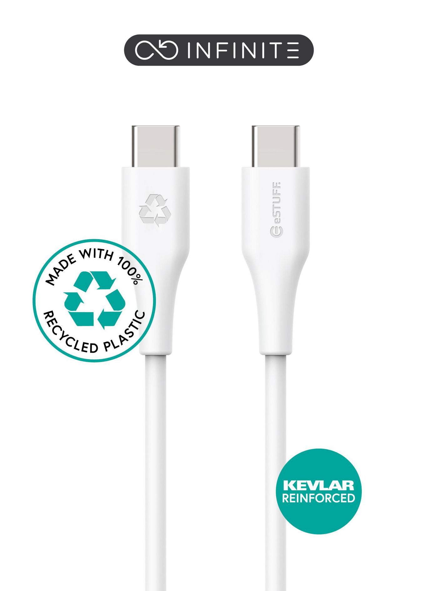 eSTUFF USB-C auf USB-C Kabel – USB 2.0 (480 Mbit/s) – 1 m – PD 60 W – PVC – Weiss – für alle USB-C-Geräte