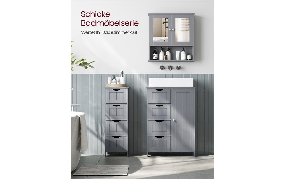 Vasagle Spiegelschrank – 56,5×13×58,5 cm, Glas/MDF, Grau