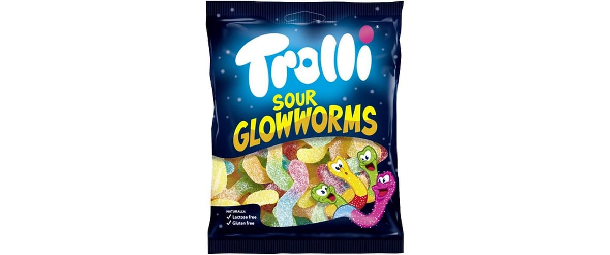 Trolli Sour Glowworms Gummibonbons – 100 g