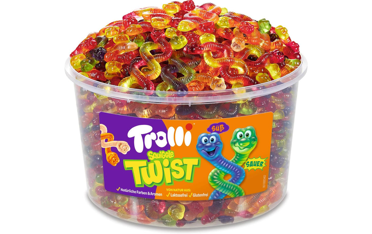 Trolli Squiggle Twist Gummibonbons – süss-sauer, glutenfrei – 1,2 kg