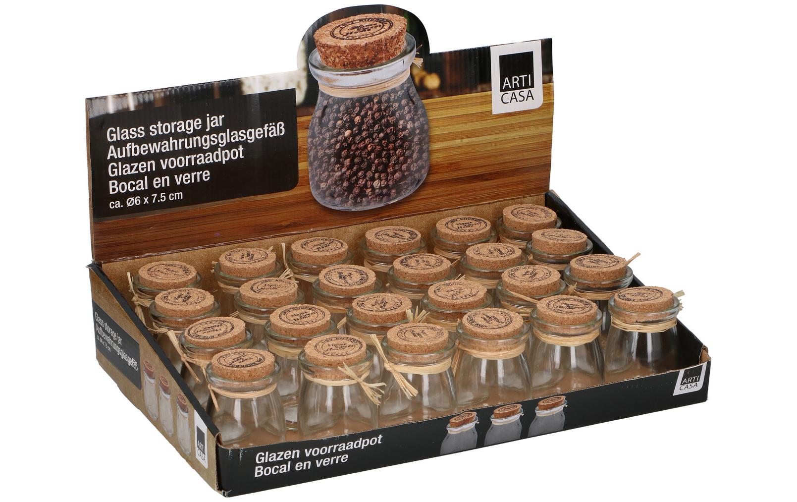 Arti Casa – Vorratsdose 212 ml, Ø 6 × 7,5 cm, Glas/Kork, Transparent