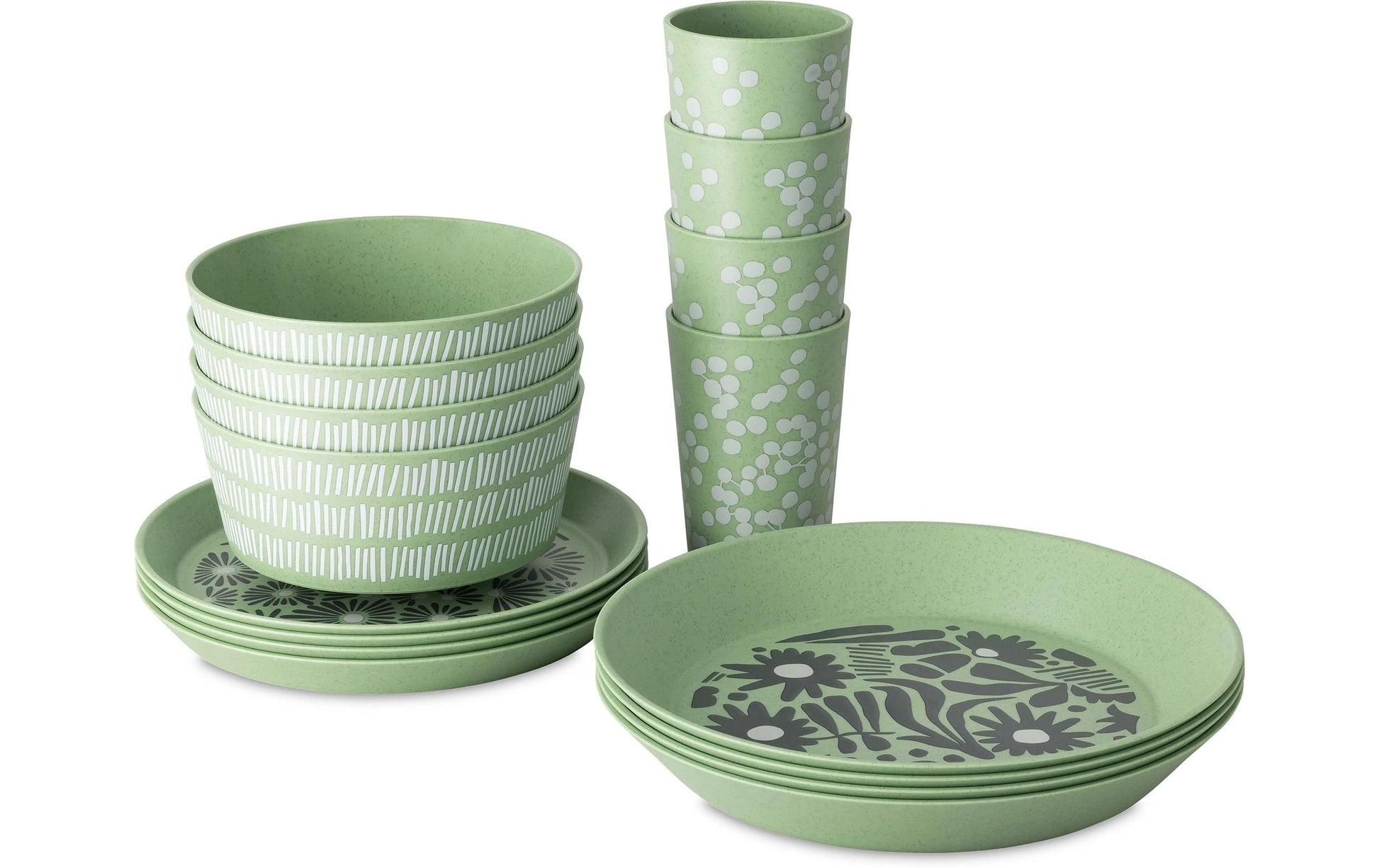 Koziol Blomster Geschirrset – 16-teiliges Set, Müslischalen 890 ml, Kunststoff (biozirkulär)