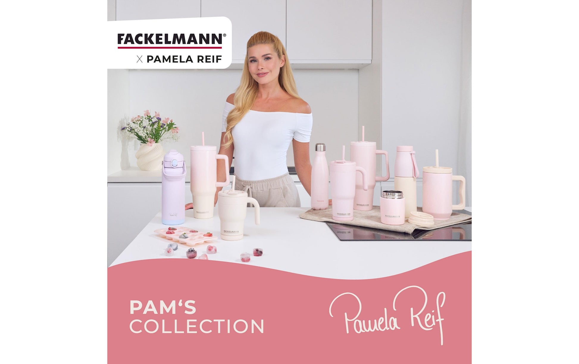 Fackelmann Pamela Reif Isolierflasche 500 ml – Doppelwandig 6 h Heiss/24 h Kalt, Edelstahl, Schraubdeckel