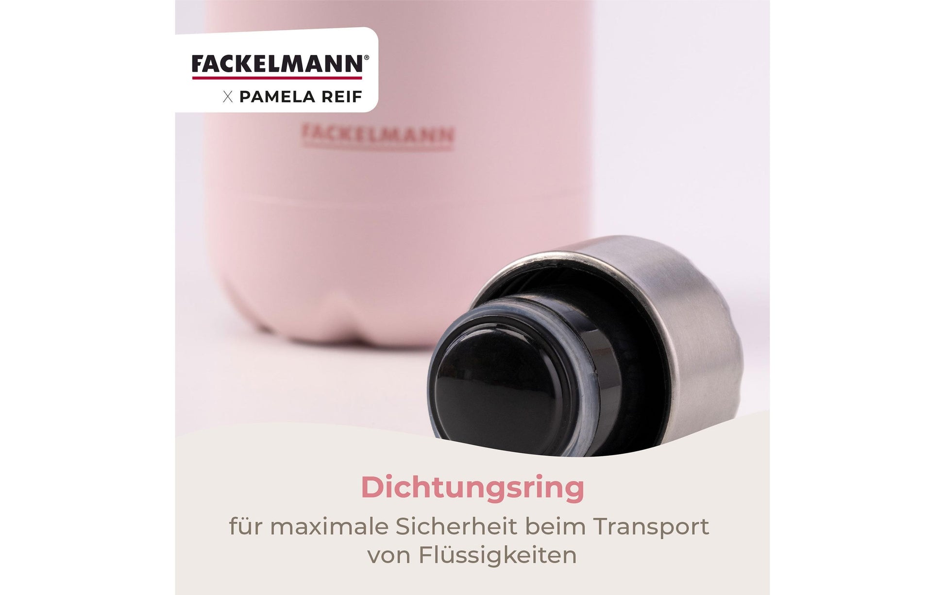 Fackelmann Pamela Reif Isolierflasche 500 ml – Doppelwandig 6 h Heiss/24 h Kalt, Edelstahl, Schraubdeckel