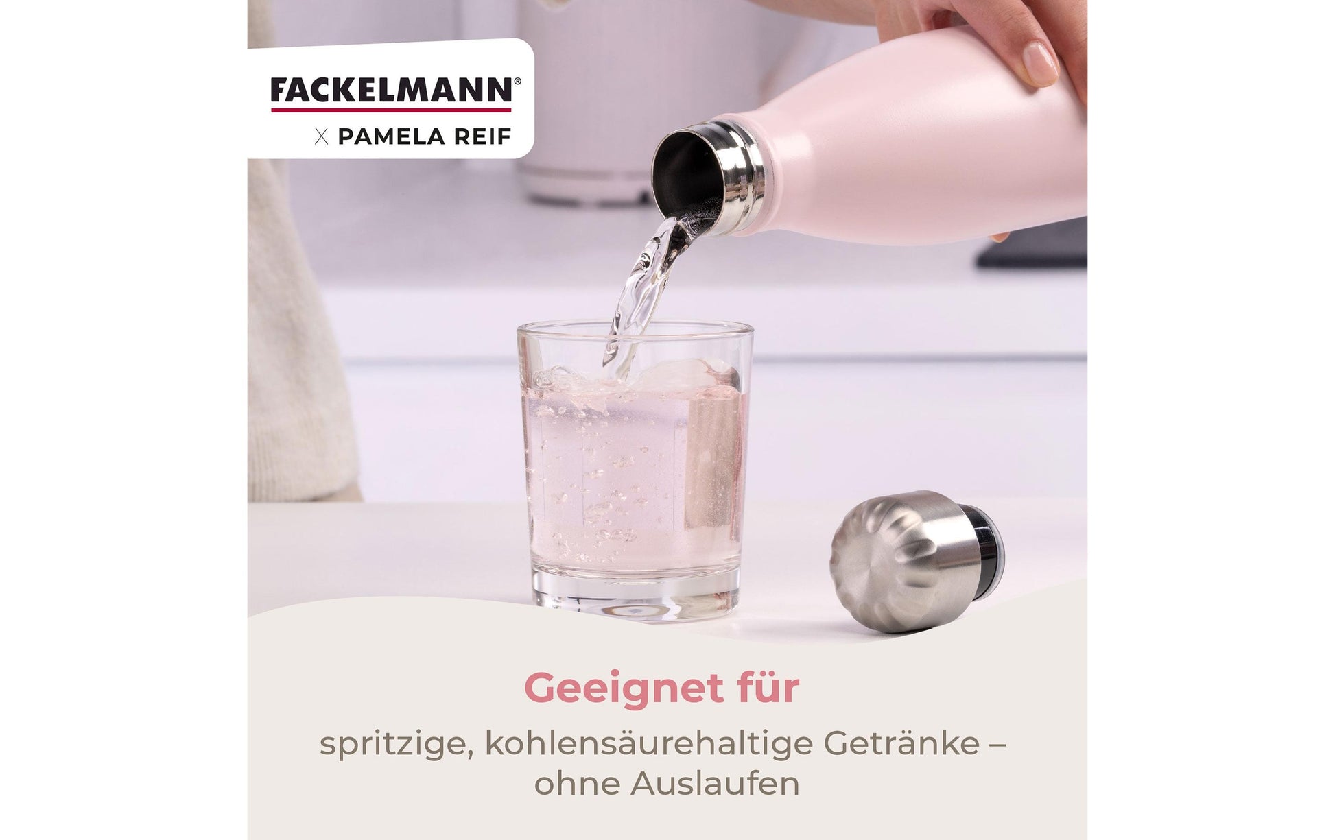 Fackelmann Pamela Reif Isolierflasche 500 ml – Doppelwandig 6 h Heiss/24 h Kalt, Edelstahl, Schraubdeckel