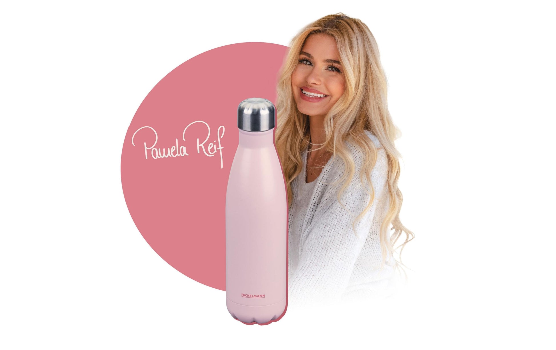 Fackelmann Pamela Reif Isolierflasche 500 ml – Doppelwandig 6 h Heiss/24 h Kalt, Edelstahl, Schraubdeckel