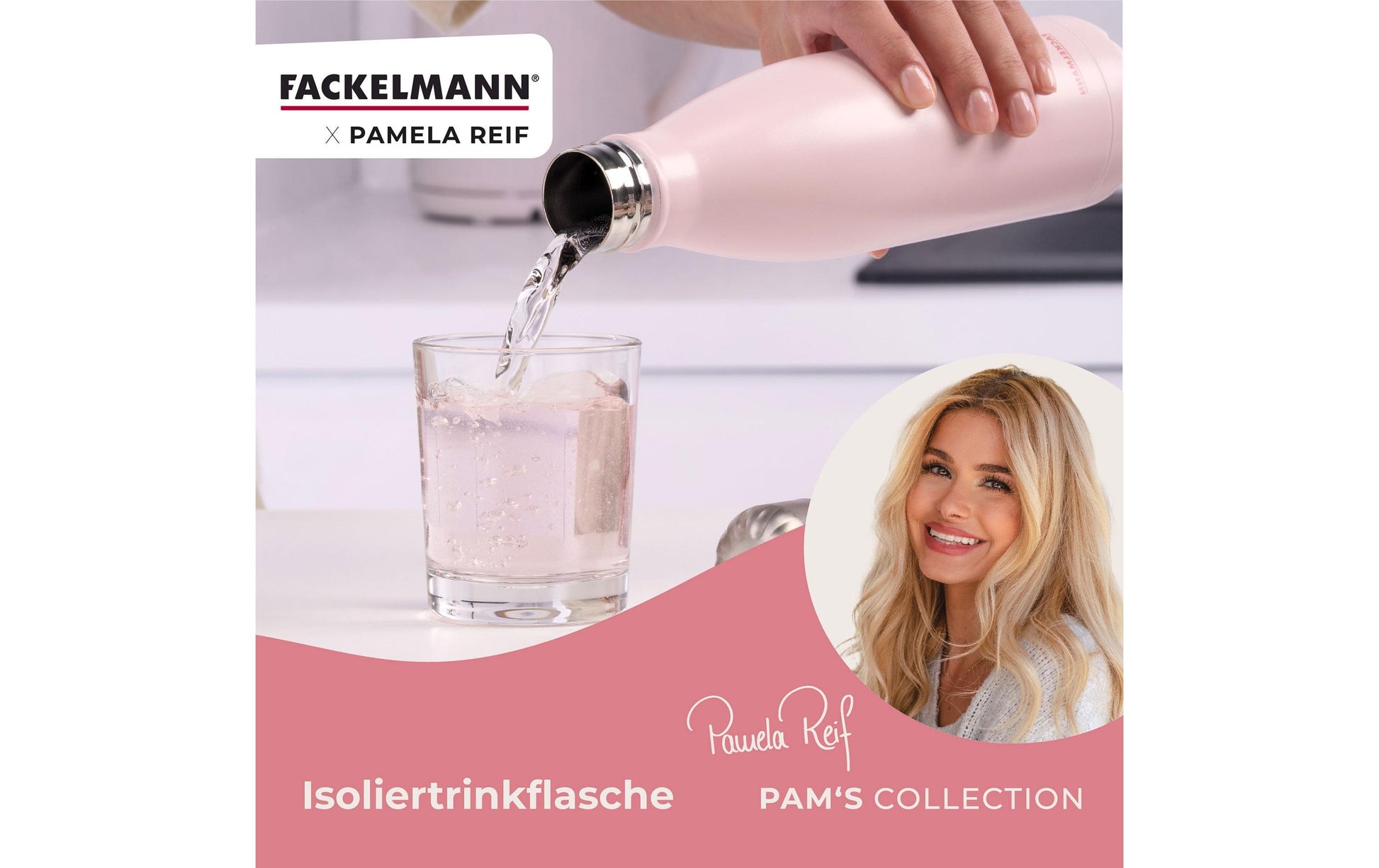 Fackelmann Pamela Reif Isolierflasche 500 ml – Doppelwandig 6 h Heiss/24 h Kalt, Edelstahl, Schraubdeckel