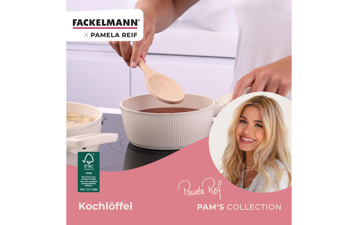 Fackelmann Pamela Reif – Kochlöffel, 28 × 6,2 × 2 cm, Buchenholz, Hellbraun