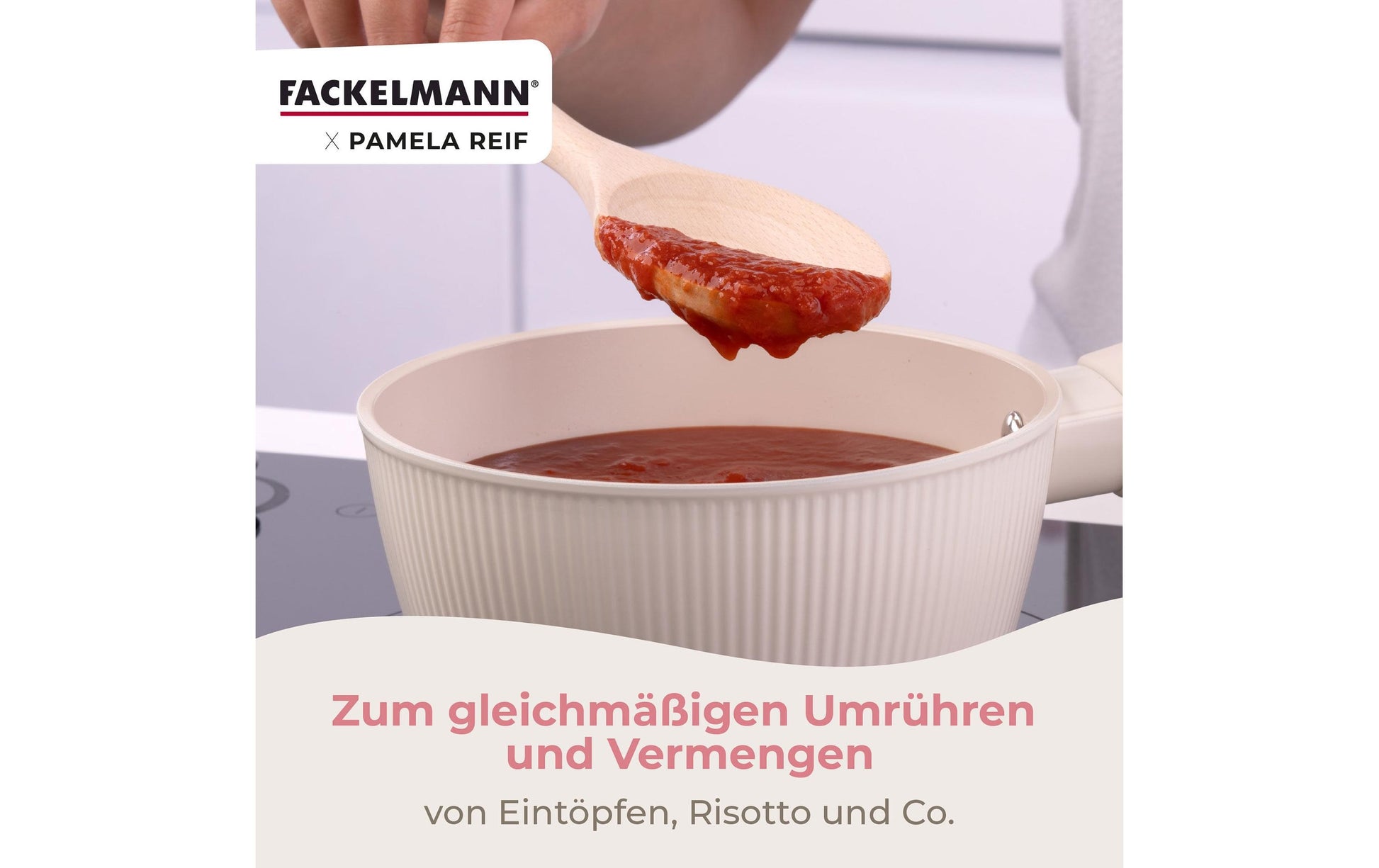 Fackelmann Pamela Reif – Kochlöffel, 28 × 6,2 × 2 cm, Buchenholz, Hellbraun