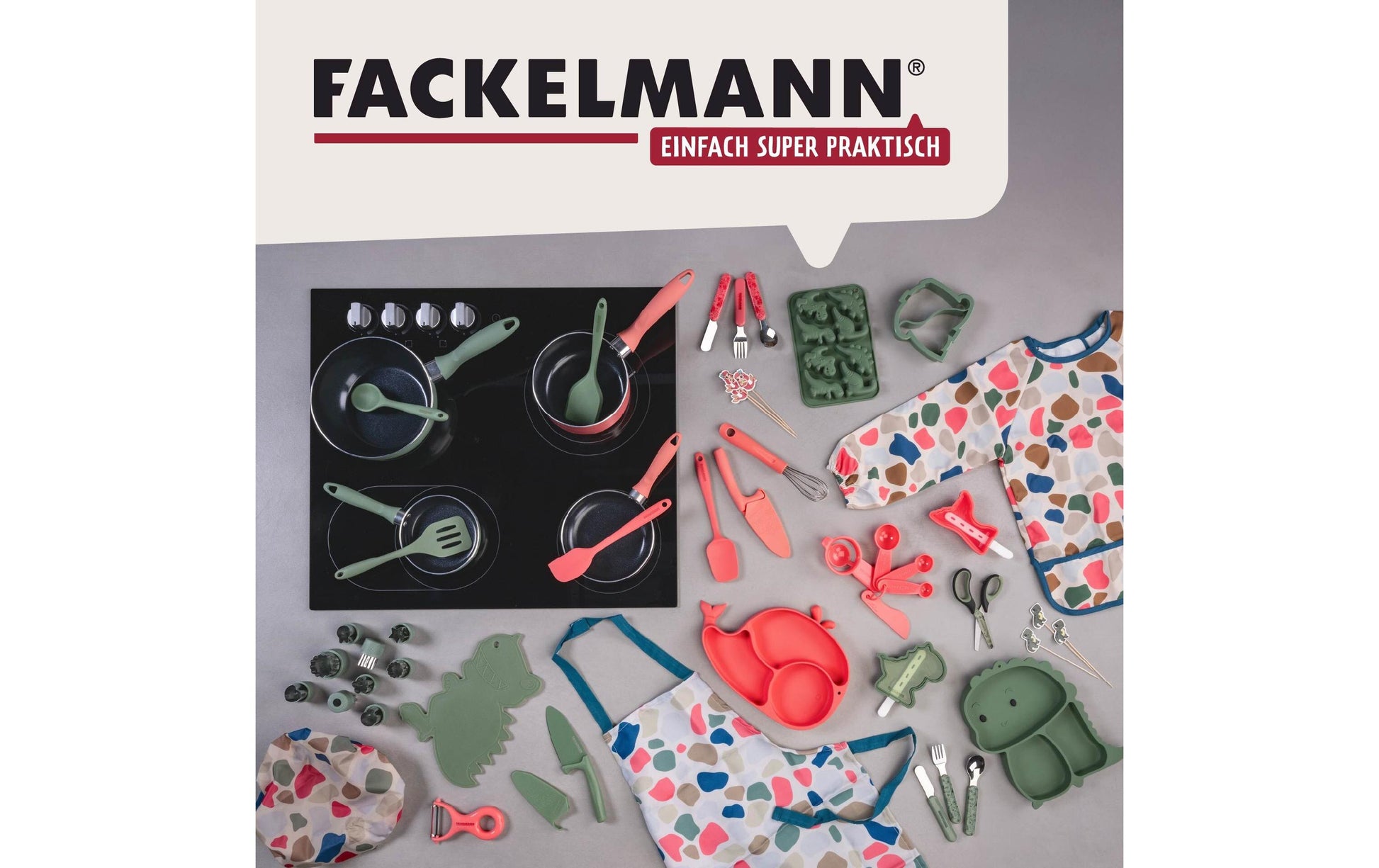 Fackelmann Gemüseausstecher 9-teilig, Edelstahl 18/0/Kunststoff, Graugrün