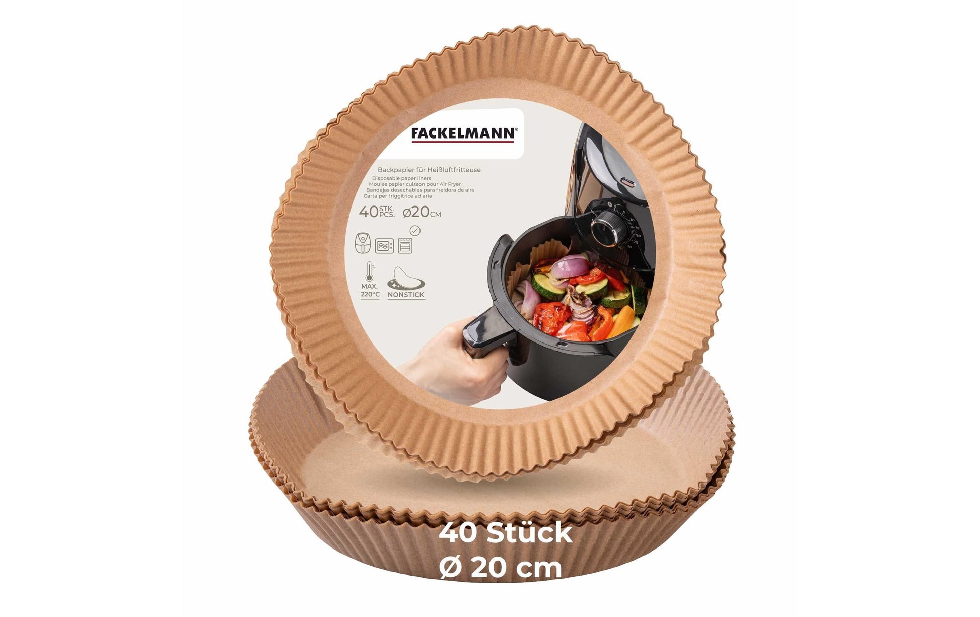 Fackelmann Backpapier Ø 20 cm × 4,5 cm, 40 Stk.