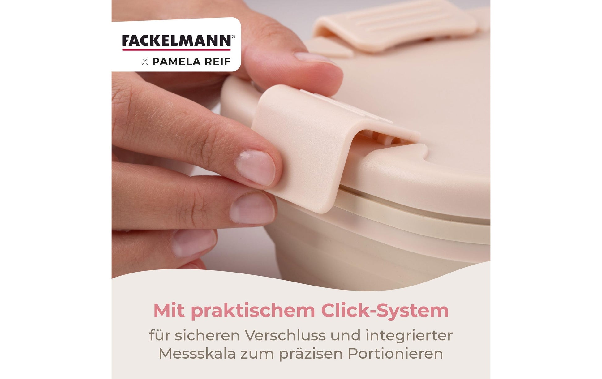Fackelmann Lunchbox 700 ml, 17 × 17 × 7 cm, Kunststoff/Silikon, beige