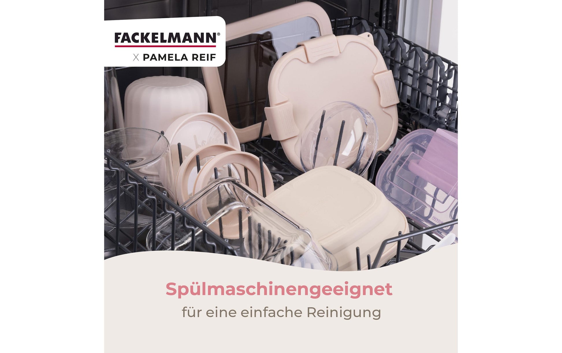 Fackelmann Lunchbox 700 ml, 17 × 17 × 7 cm, Kunststoff/Silikon, beige