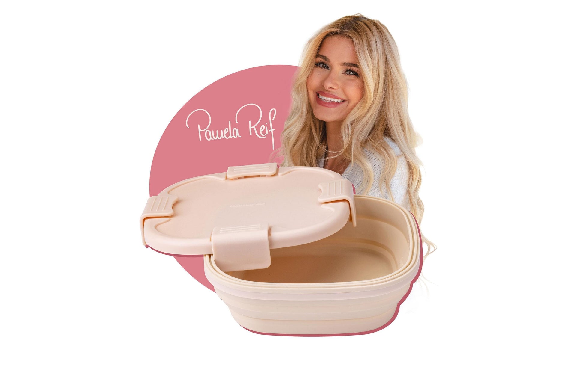 Fackelmann Lunchbox 700 ml, 17 × 17 × 7 cm, Kunststoff/Silikon, beige