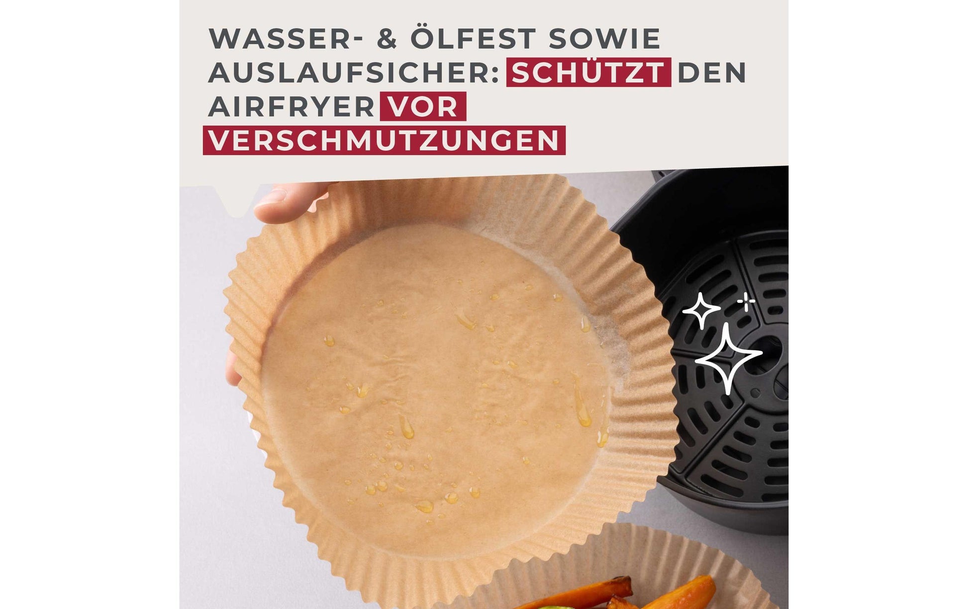 Fackelmann Backpapier-Schalen für Heissluftfritteusen – Ø 16 cm, 40 Stk.
