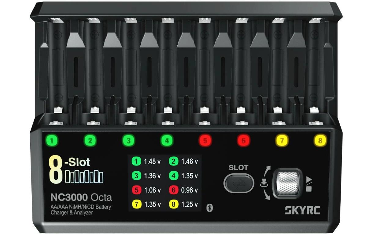 SkyRC NC3000 Batterieladegerät 8× – 48 W, LCD, Max. Ladestrom 3 A – für AA/AAA (NiMH, NiCd)