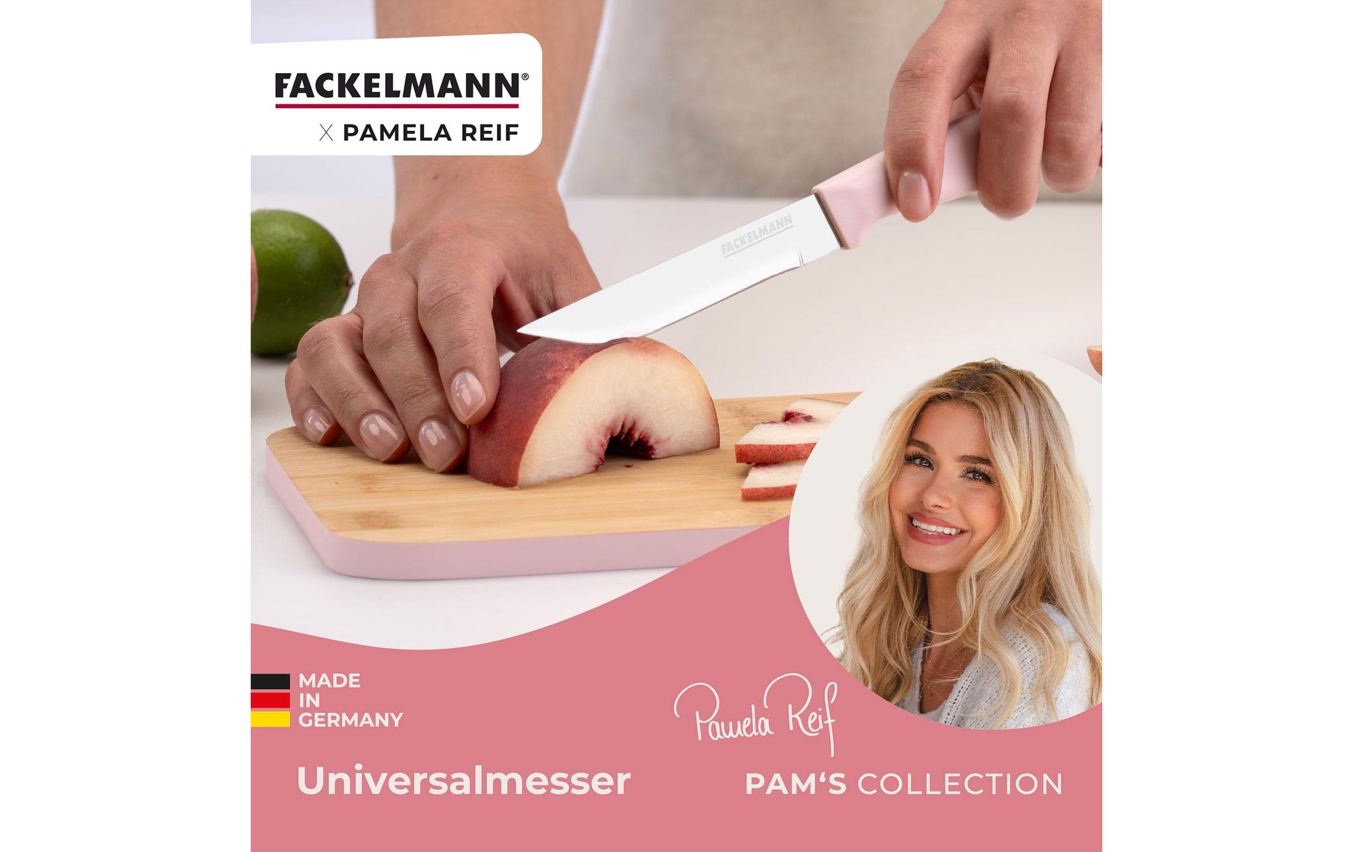 Fackelmann Universalmesser 18,5 cm, Edelstahl/Kunststoff, Rosa