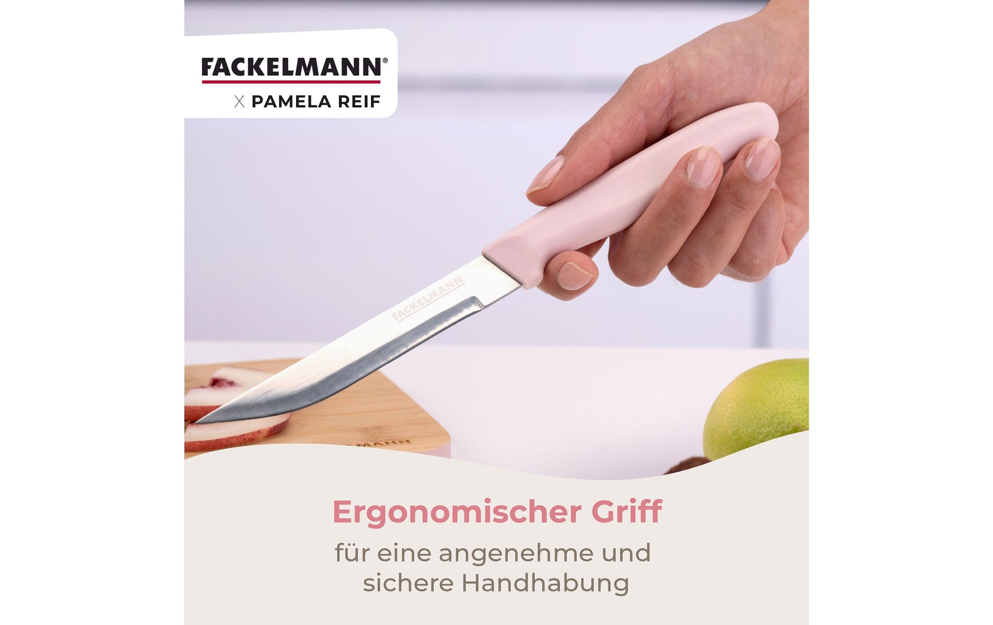 Fackelmann Universalmesser 18,5 cm, Edelstahl/Kunststoff, Rosa
