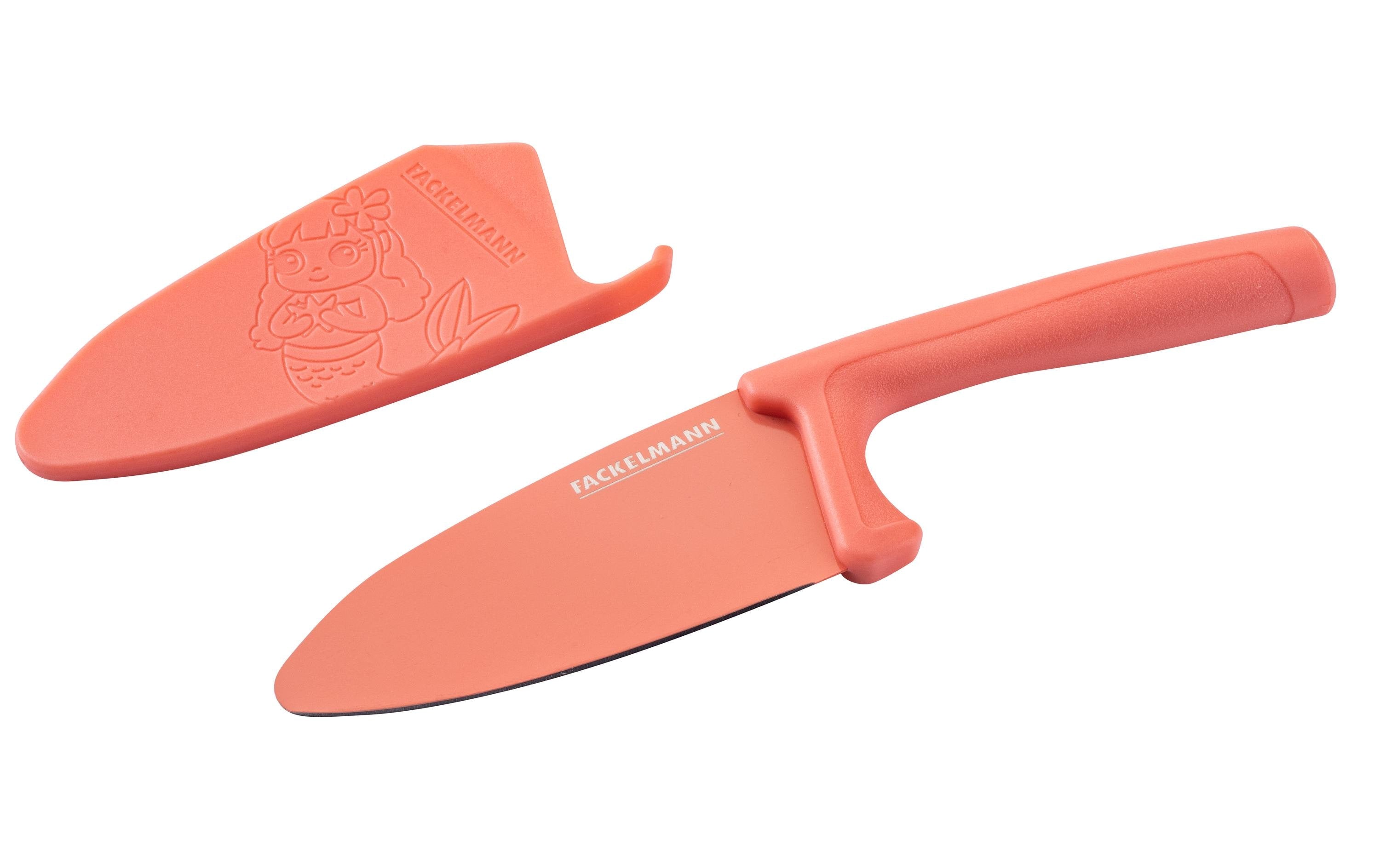 Fackelmann Kinderkochmesser 9,5 cm, Edelstahl, Kunststoffgriff, Rosa, mit Klingenschutz