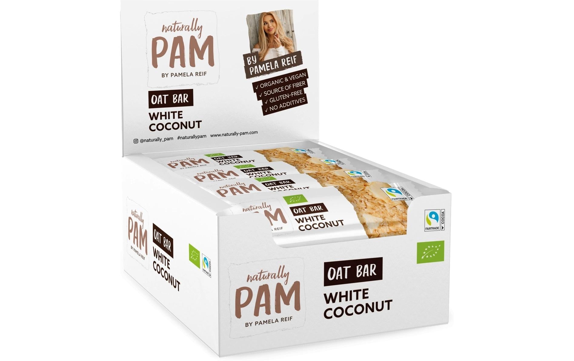 Naturally pam Bio Haferriegel – Weisse Kokos, Vegan – 12 × 40 g
