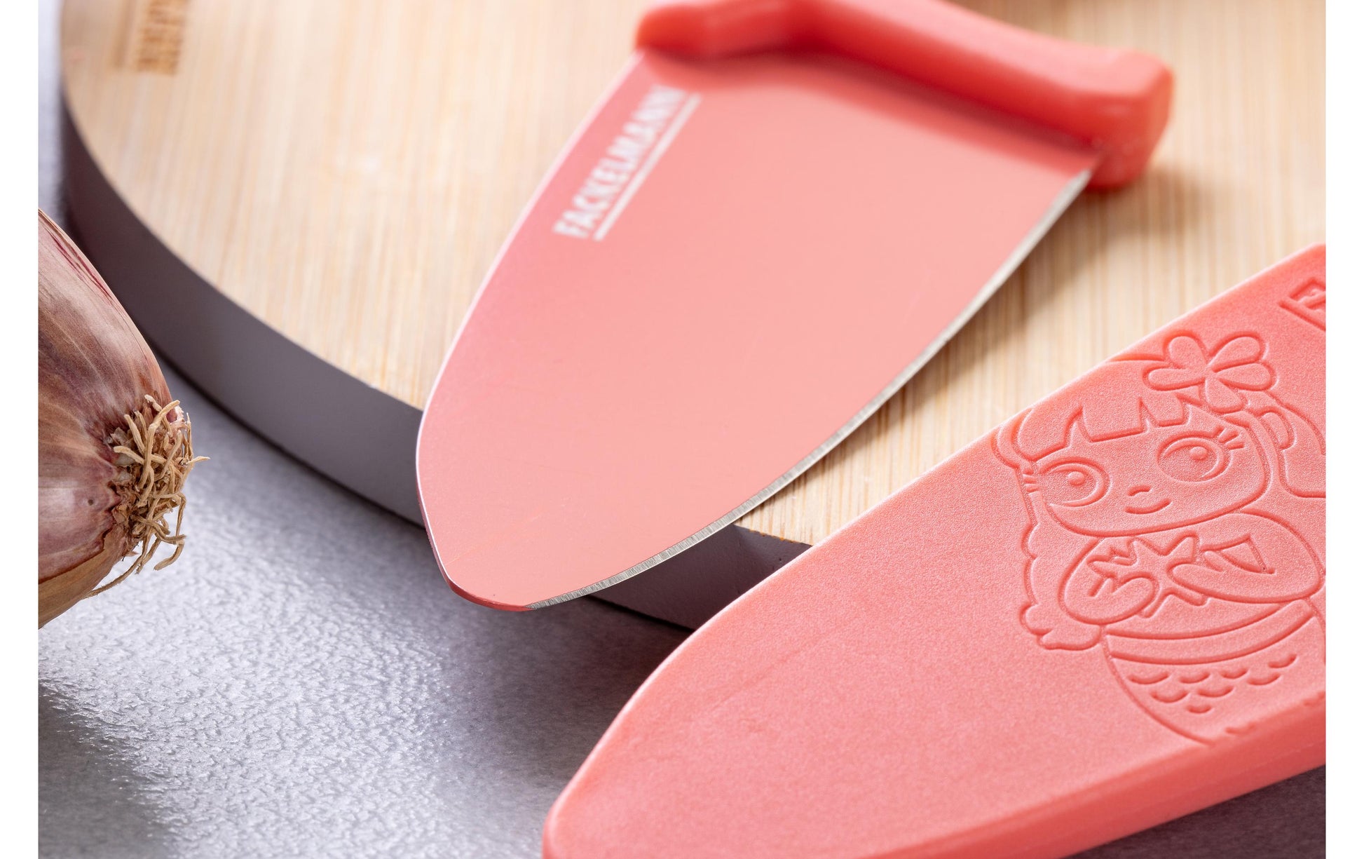 Fackelmann Kinderkochmesser 9,5 cm, Edelstahl, Kunststoffgriff, Rosa, mit Klingenschutz