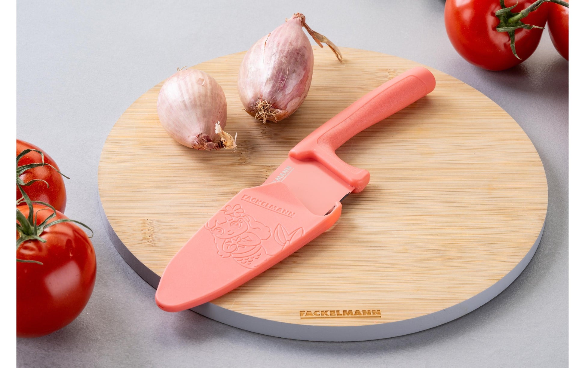 Fackelmann Kinderkochmesser 9,5 cm, Edelstahl, Kunststoffgriff, Rosa, mit Klingenschutz