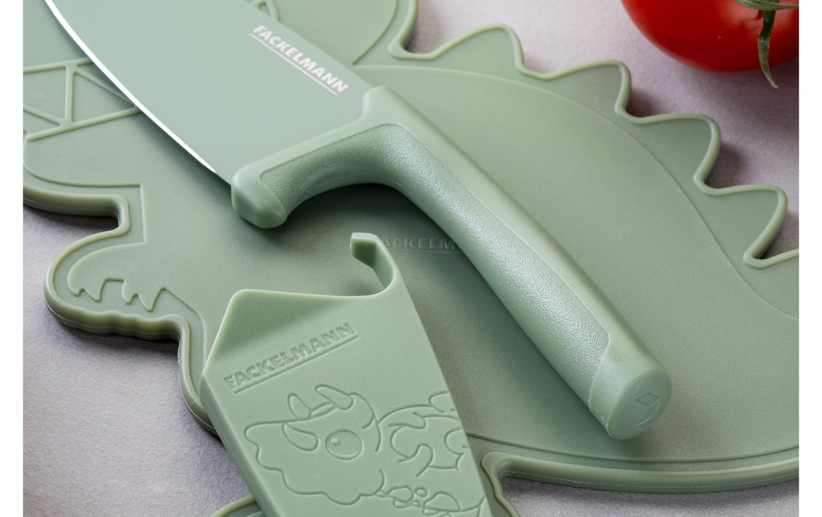Fackelmann MiniCooking – Kinderkochmesser 9,3 cm, Edelstahl, Kunststoffgriff, grün, mit Klingenschutz
