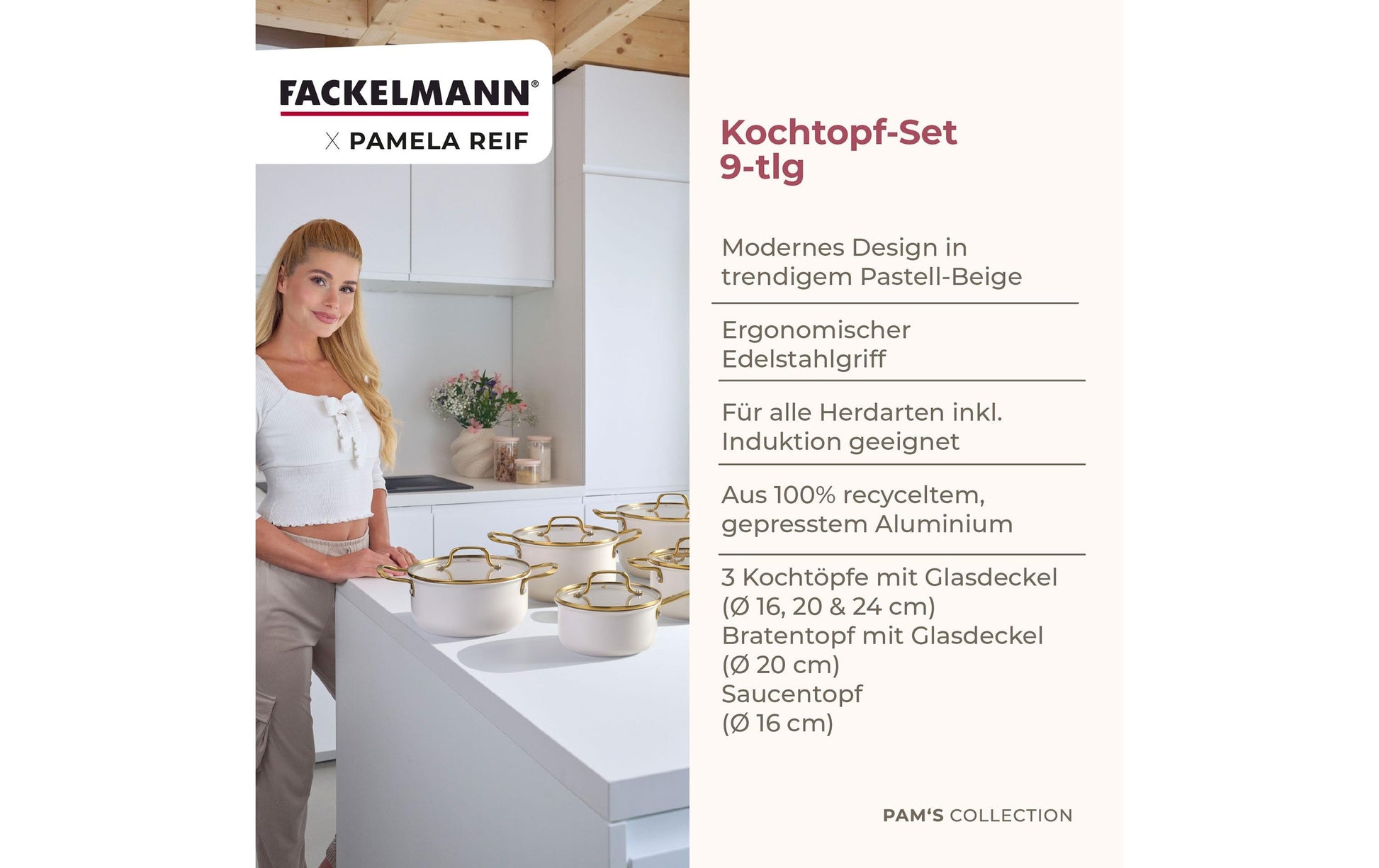Fackelmann Kochtopf – 1,0 l, Edelstahl/Recycling-Aluminium, für Induktion, Gas, Glaskeramik u. a.