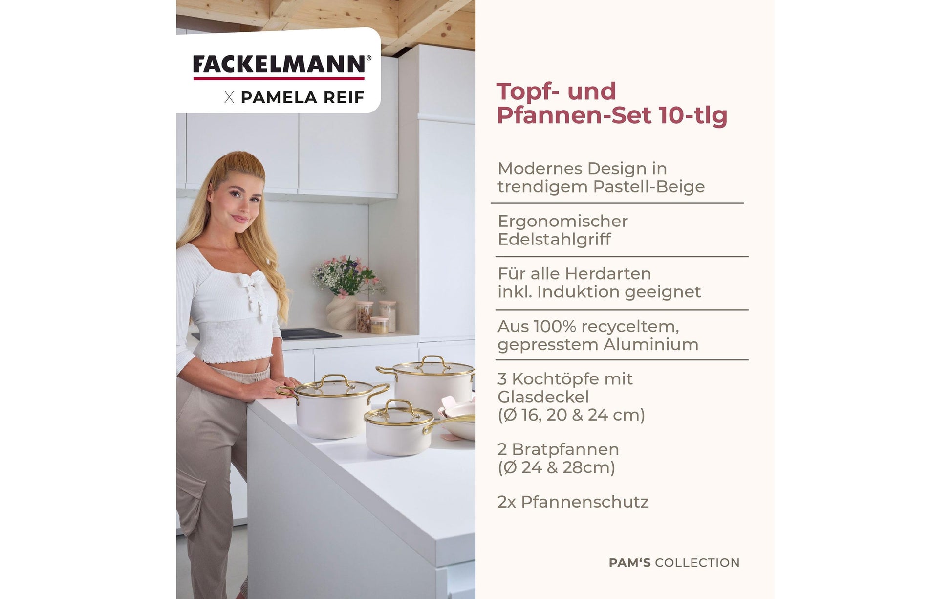 Fackelmann Kochtopf – 1 l, Aluminium, Keramikbeschichtung, für Induktion, Gas, Glaskeramik u. a.