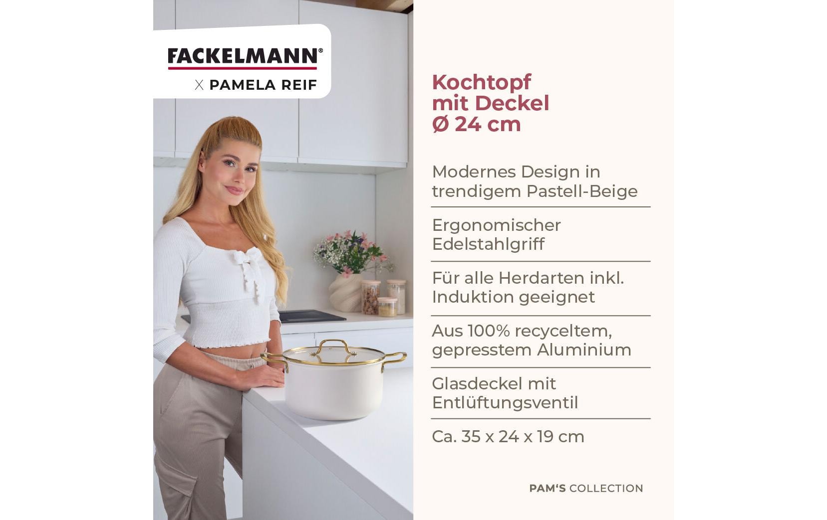 Fackelmann Kochtopf – 5,5 l, Ø 24 cm, Aluminium, für Induktion, Gas, Glaskeramik und mehr