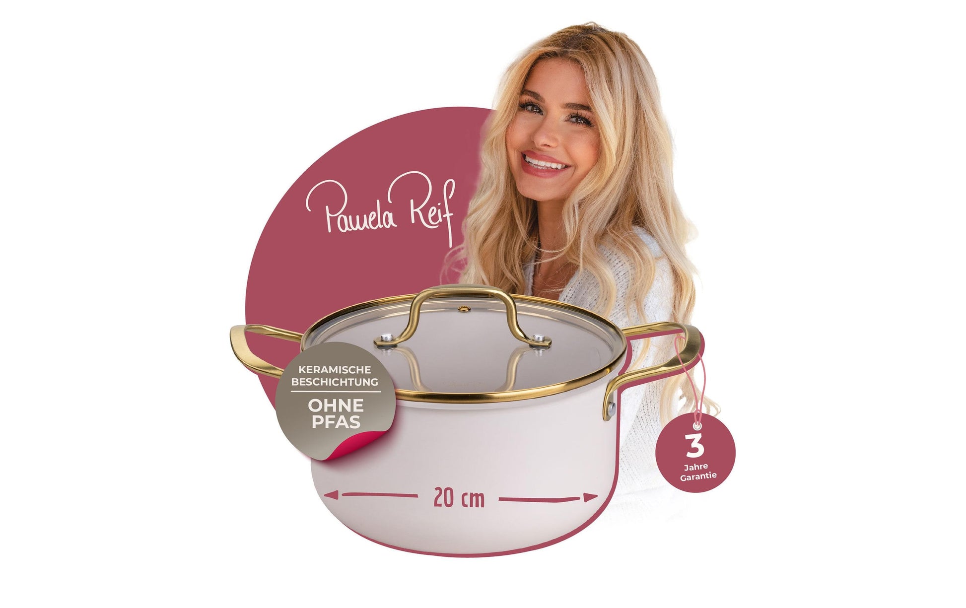 Fackelmann Kochtopf Pamela Reif – 3,4 l, Ø 20 cm, Aluminium, für Induktion, Gas, Glaskeramik und mehr