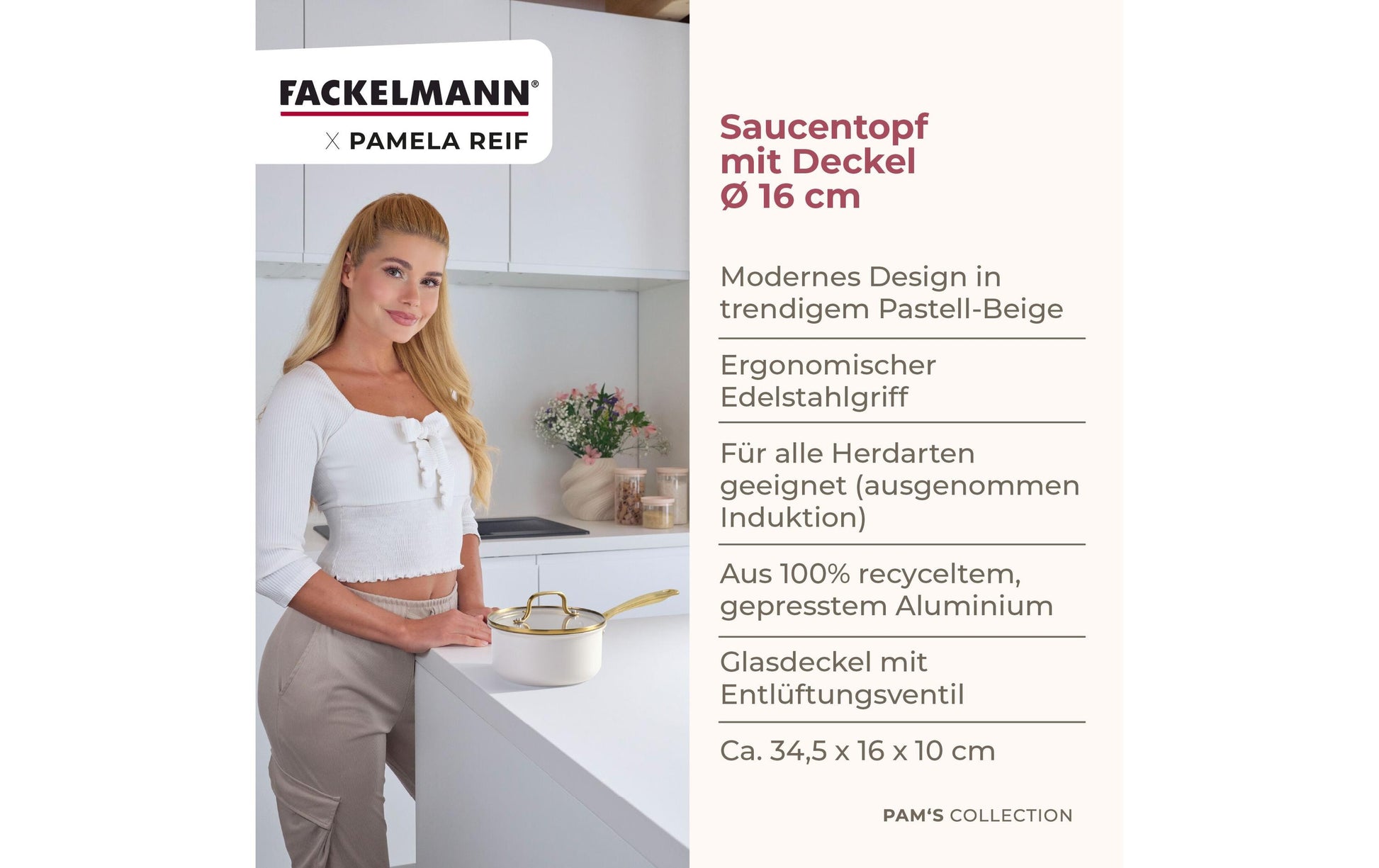 Fackelmann Kochtopf – 1,2 l, Ø 16 cm, Aluminium, für Induktion, Gas, Glaskeramik u. a.