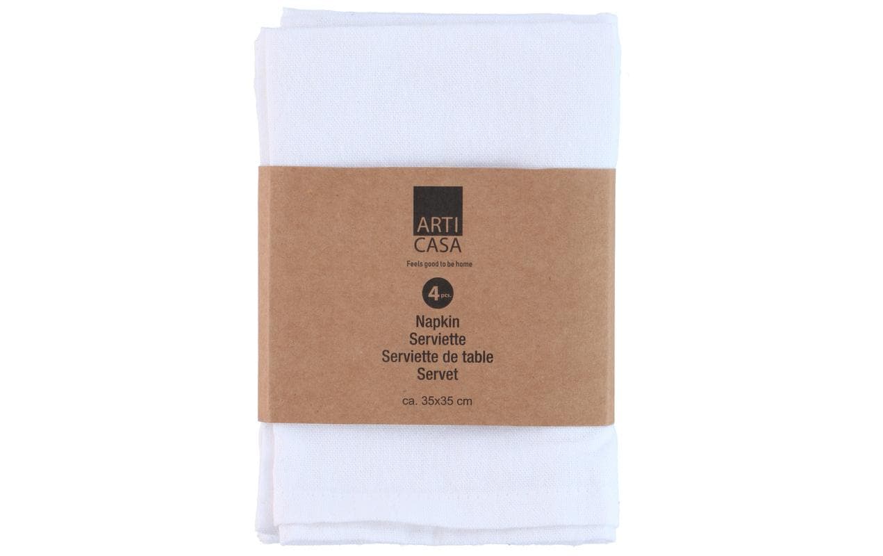 Arti Casa Stoffserviette Weiss – 35 × 35 cm, Baumwolle – 4er-Set