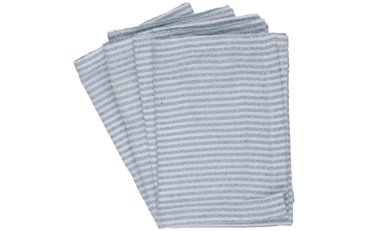 Arti Casa Stoffserviette Gestreift, Blau – 35 × 35 cm, Lurex – 4er-Set