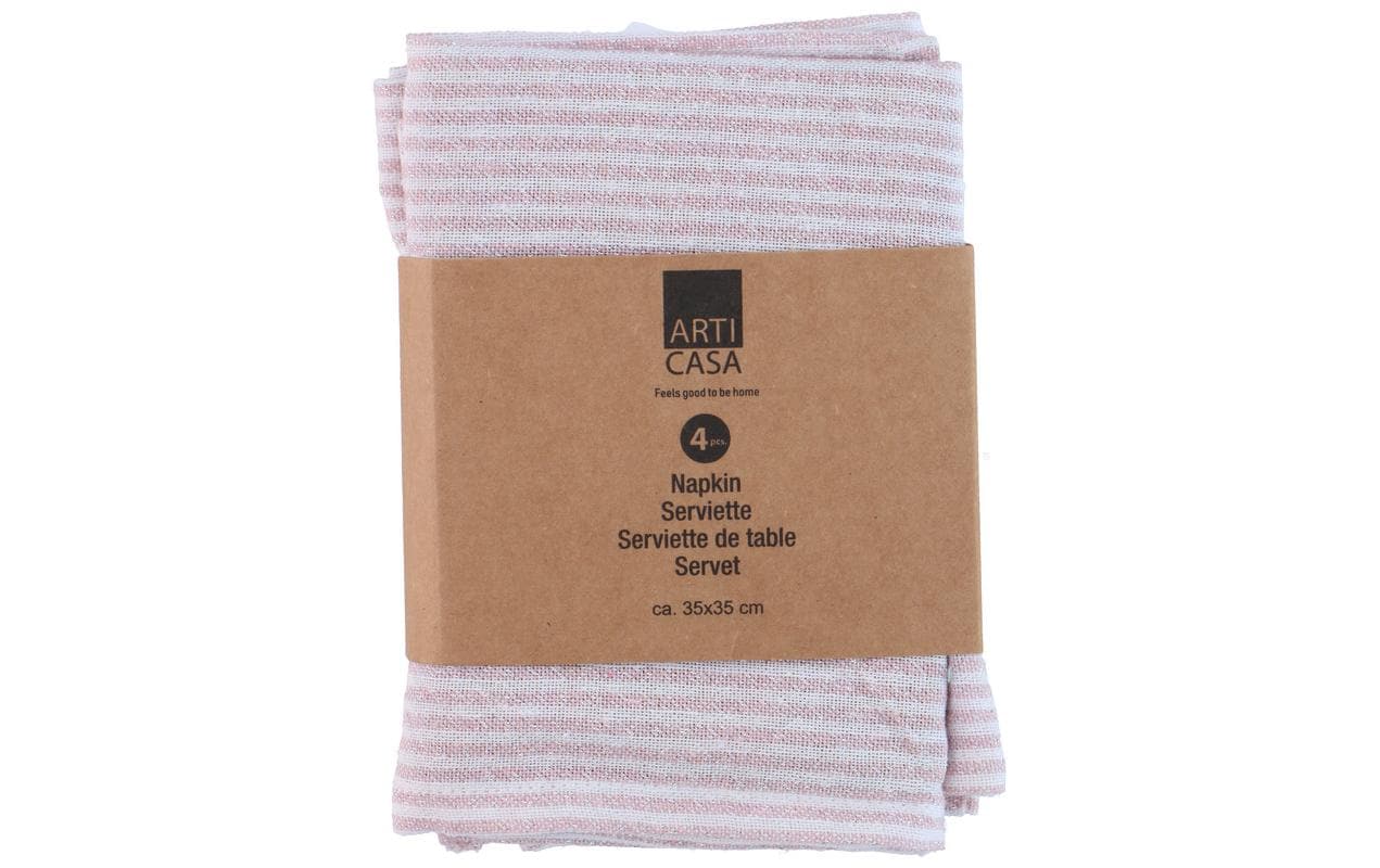 Arti Casa Stoffserviette Orange Gestreift – 35 × 35 cm, Lurex – 4er-Set
