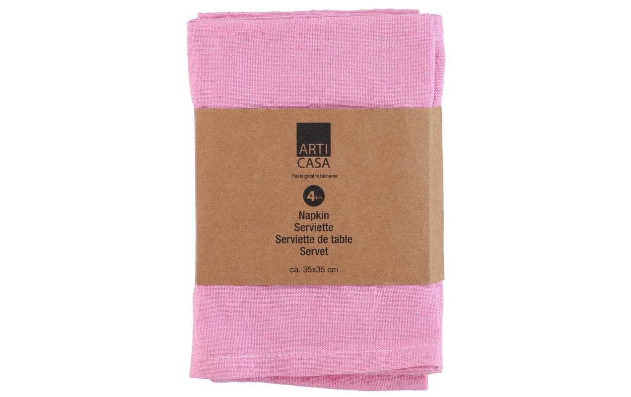 Arti casa Stoffserviette – Rosa – 35 × 35 cm, Baumwolle – 4er-Set
