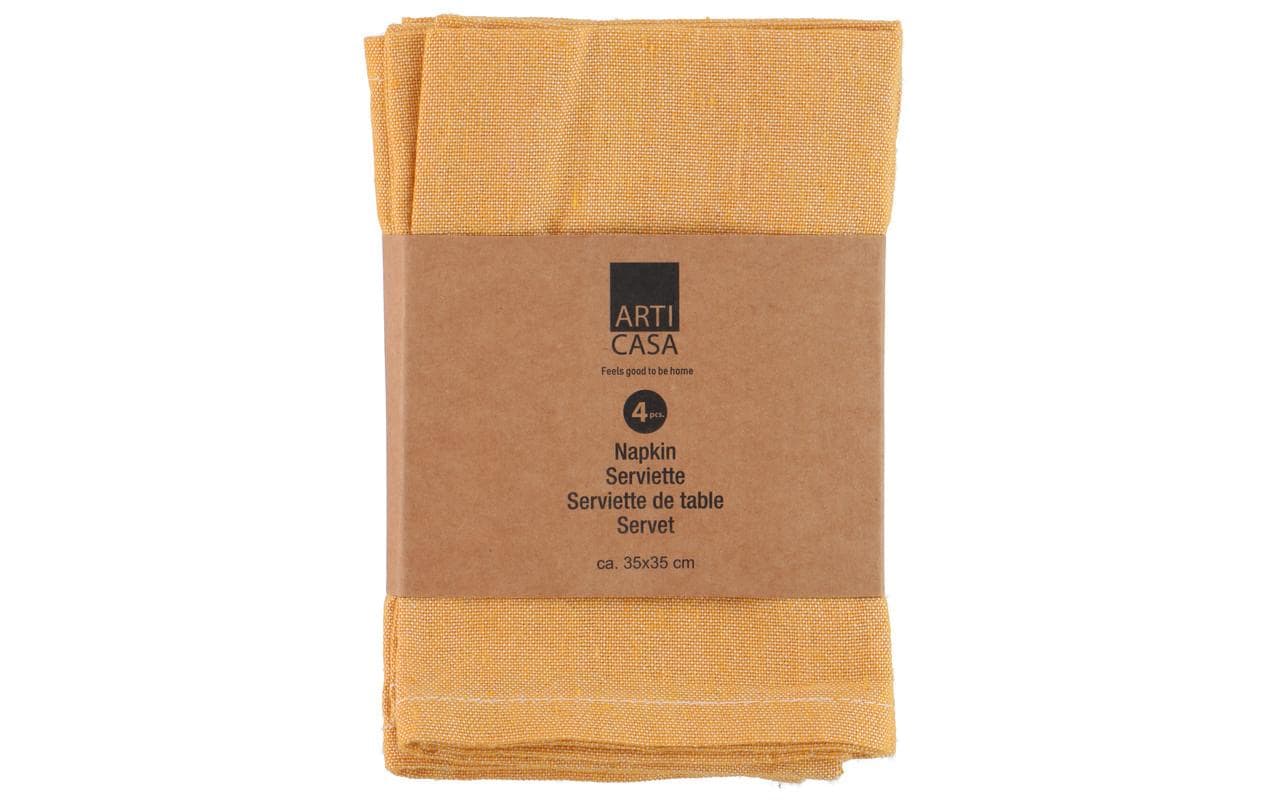 Arti casa Stoffserviette – Gelb – 35 × 35 cm, Baumwolle – 4er-Set
