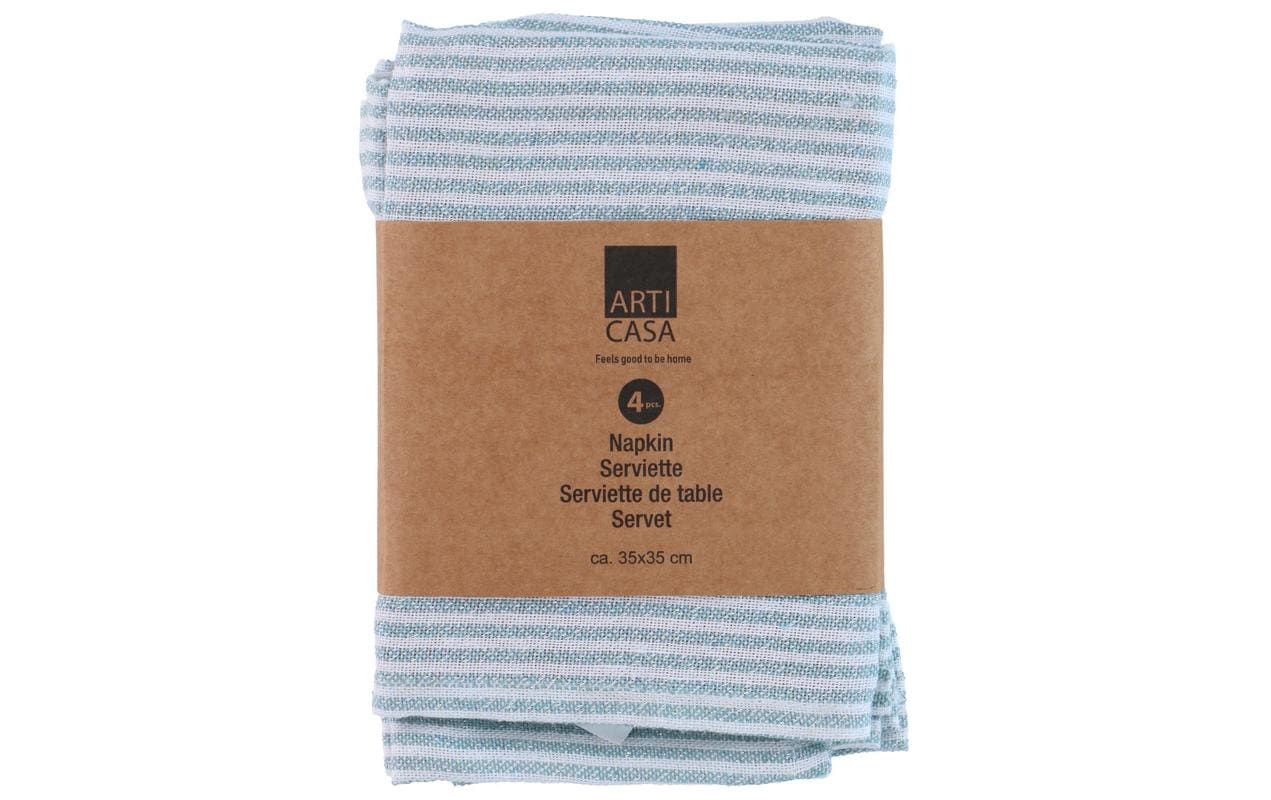 Arti Casa Stoffserviette Gestreift, Blau – 35 × 35 cm, Lurex – 4er-Set