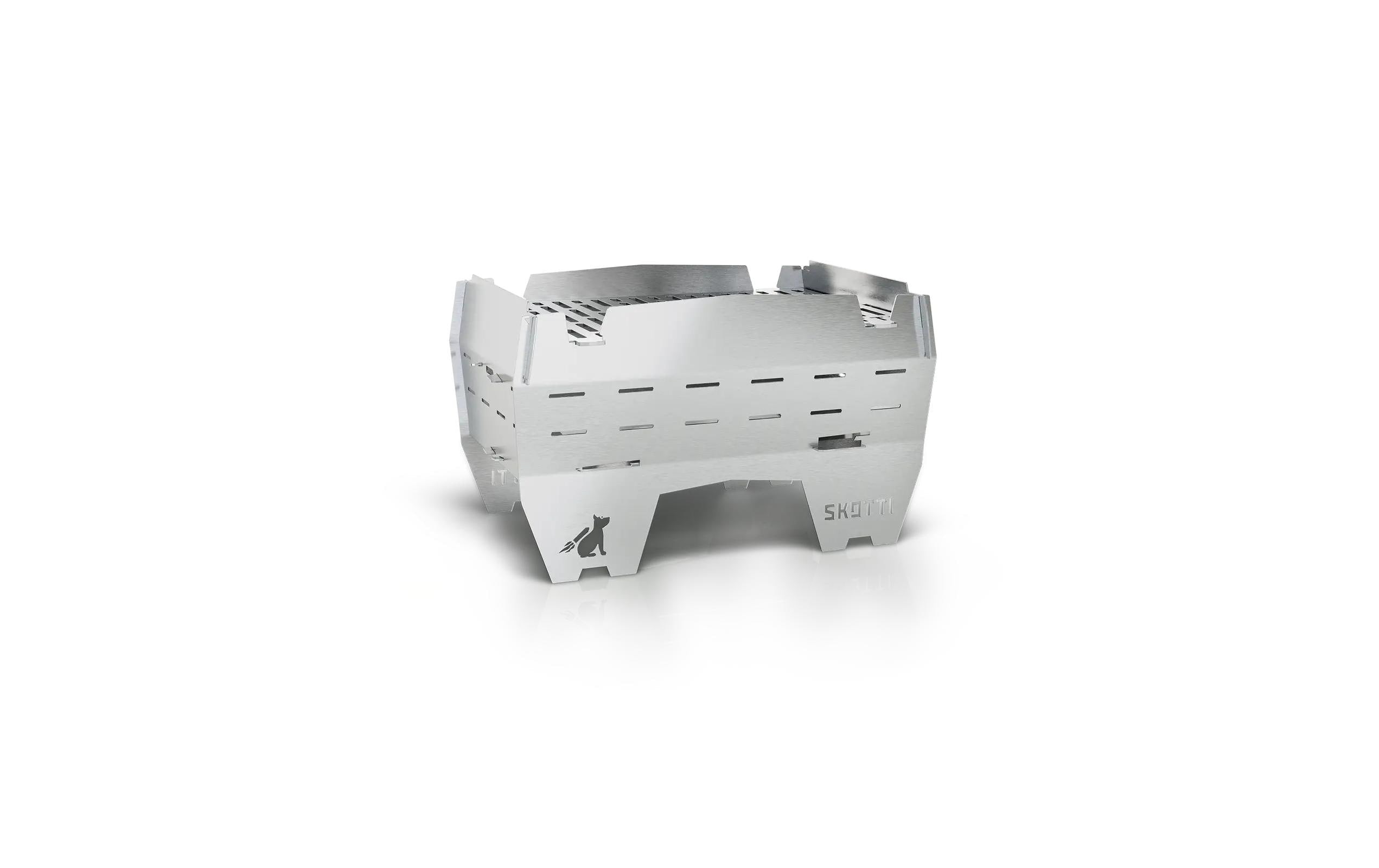Skotti Camping-Grill Mini – 24 × 16,5 cm Grillfläche, Edelstahl – Silber