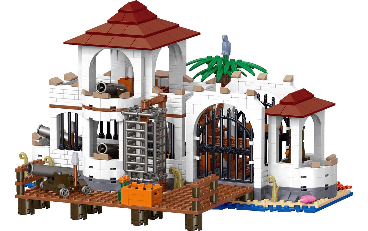 Brixies plus 3D Puzzle Insel mit Verlies – 731 Teile – ABS – 32,6 × 18,5 × 32,5 cm – ab 8 Jahren – weiss